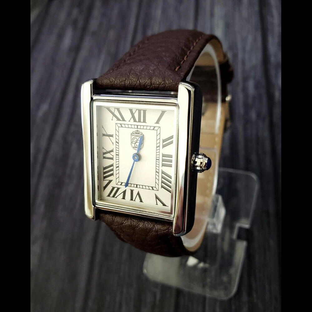 1888 Pierre Lucerne Tank Swiss Inspired Men Watch‎ Brown Band